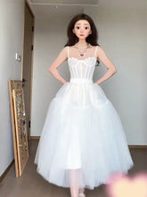White Tulle Princess Short Corset Wedding Dress - DollyGown